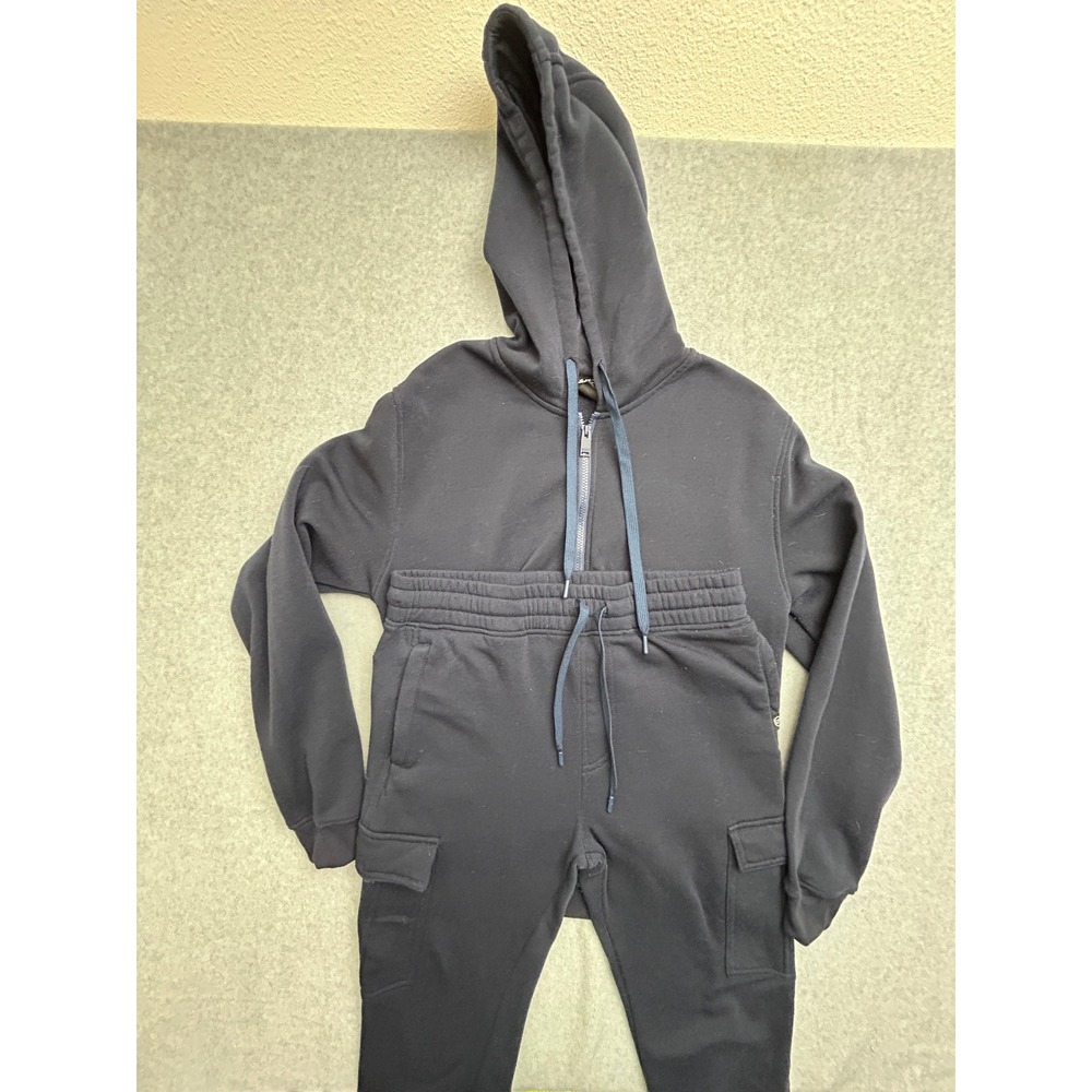 Switch Remarkable Mens Navy Blue Full Zip Hoodie Cargo Joggers Tracksuit Set